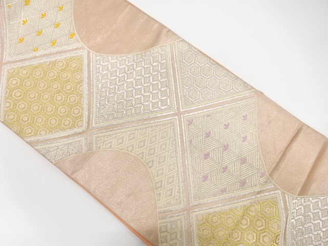 JAPANESE KIMONO / ANTIQUE FUKURO OBI / SILK / WOVEN STREAM & CLASSICAL PATTERN